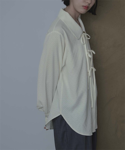 セール】ビッグカラーフロントリボンブラウス（シャツ/ブラウス