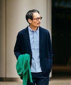 新品　ラブティックボンボン　ノーカラーダブルジャケット　ネイビー セール】【すっきり見え】ノーカラーダブルジャケット（その他