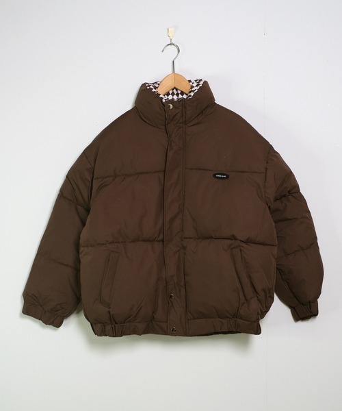 セール】中綿ブルゾン ブロックチェック ボリューム 中綿ジャケット