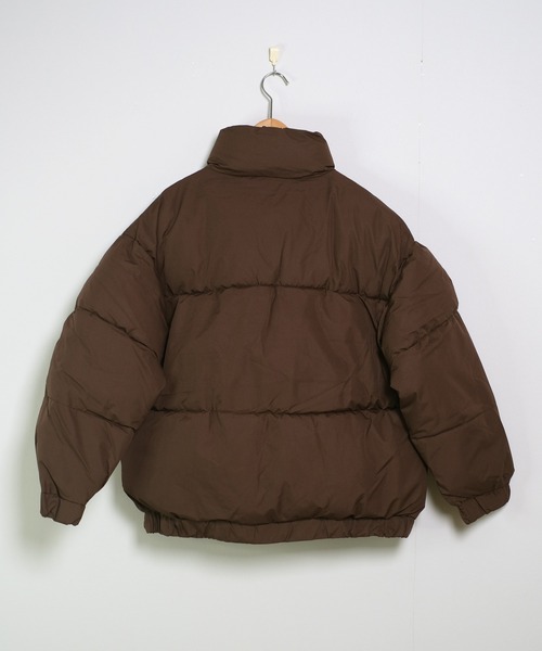 naptime チェック中綿ジャケット　ブラウン 中綿ブルゾン ブロックチェック ボリューム 中綿ジャケット（ダウン