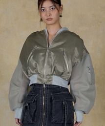 【THINGS THAT MATTER/シングス ザット マター】SHEER SLEEVES COMPACT MA-1 BLOUSON/シアースリーブコンパクトブルゾン
