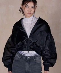 【THINGS THAT MATTER/シングス ザット マター】SHEER SLEEVES COMPACT MA-1 BLOUSON/シアースリーブコンパクトブルゾン