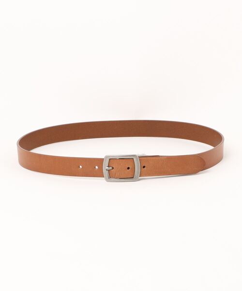 本革 シルバースクエアバックル レザーナローベルト 30mm