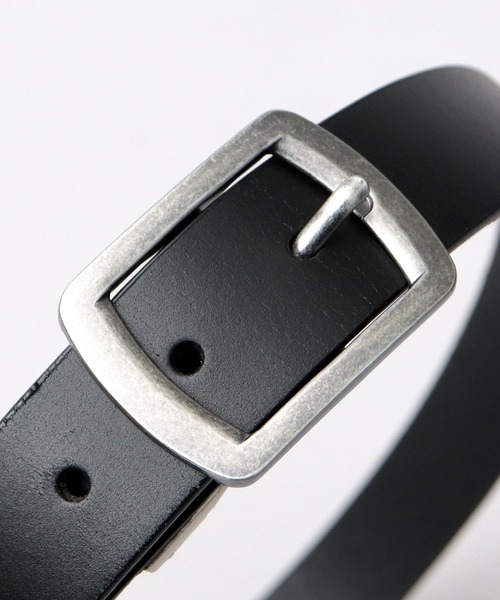 本革 シルバースクエアバックル レザーナローベルト 30mm（ベルト