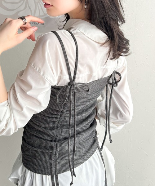 classicalelf(クラシカルエルフ)の「大人可愛いシルエット。マルチwayドロストビスチェキャミソール(キャミソール・レディース・アイボリー/ブラック/チャコール・X-LARGE/SMALL/MEDIUM/LARGE)」の15枚目の写真