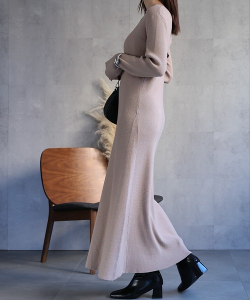 セール】【SET商品】ラメビスチェ付き Aラインニットワンピース