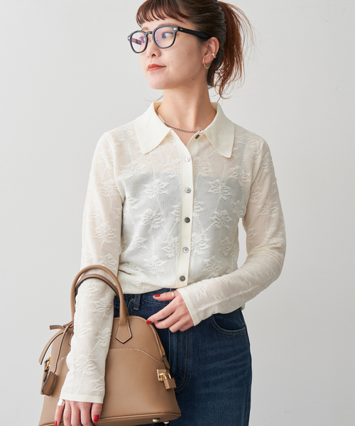 Spick & Span - スピックアンドスパン　レーシージャガードニット　ホワイト Spick & Span（スピックアンドスパン）の「レーシージャガードニット