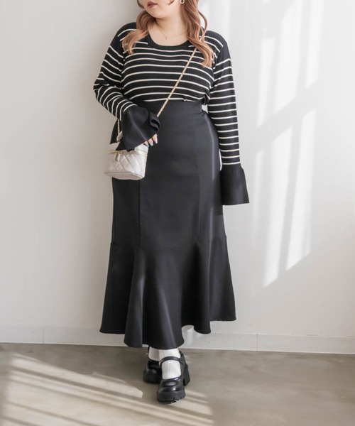 CLETTE(クレット)の「ストレッチマーメイドスカート(スカート・レディース・ブラック/チャコールグレー/アイボリー・LL/3L/4L)」の5枚目の写真