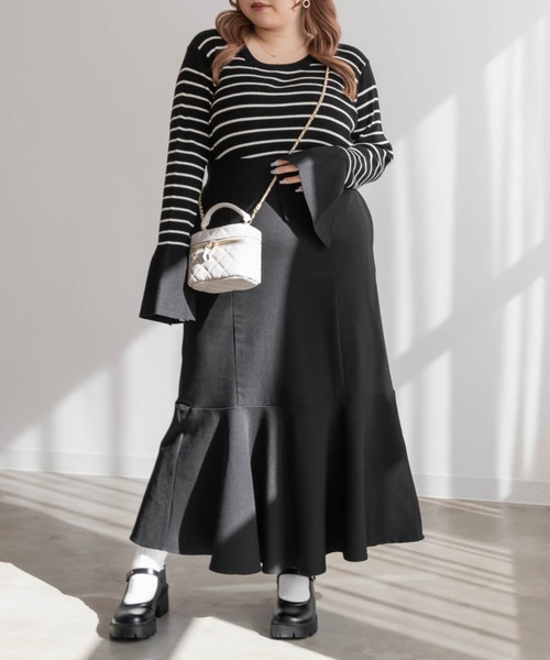 CLETTE(クレット)の「ストレッチマーメイドスカート(スカート・レディース・ブラック/チャコールグレー/アイボリー・LL/3L/4L)」の6枚目の写真
