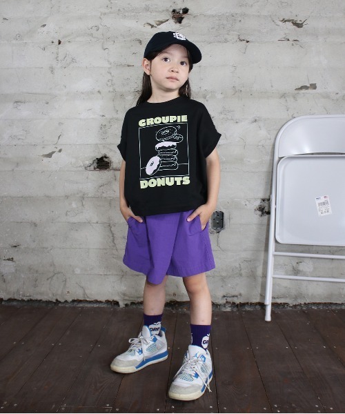GROOVY COLORS(グルービーカラーズ)の「DONUTS Tent-sleeve Tee(Tシャツ/カットソー・キッズ・ブラック・110/120)」の5枚目の写真