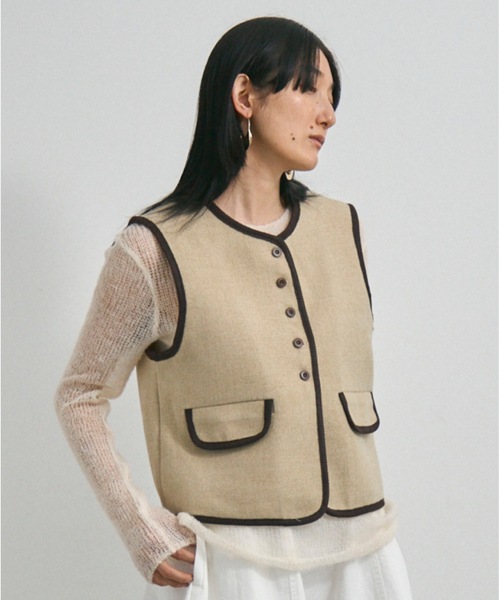 Color piping vest / カラーパイピングベスト（ベスト）｜Lutim by u（ルチバイユー） 7,590円