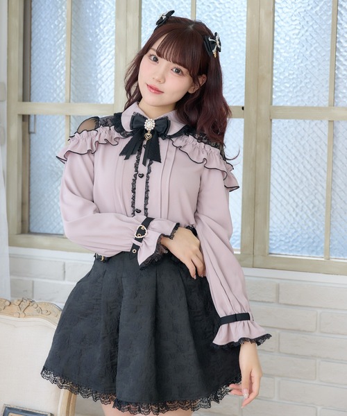 ROJITA ブラウス ROJITA ブラウス シャツ ロゴテープボウタイブラウス レディース