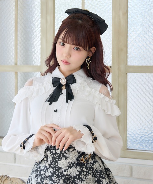 再入荷】肩レーシーフリル切替ブラウス（シャツ/ブラウス）｜ROJITA