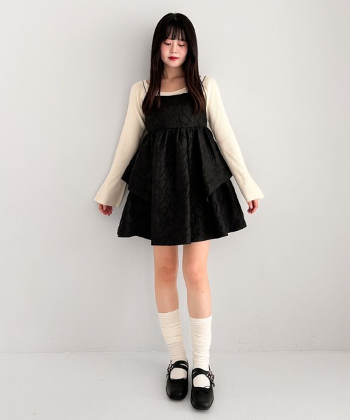 ADORE 美品　黒リブニット　セーター　フレアー袖 セール】 フレスコウールフレアースリーブニット （ニット・セーター