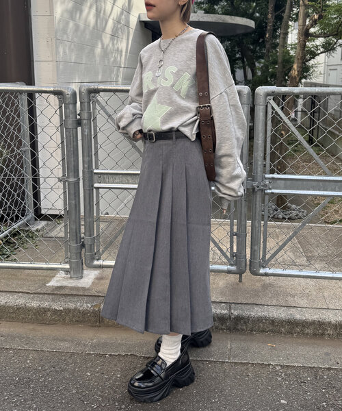 セール】ベルト付ミディプリーツスカート（スカート）｜w closet