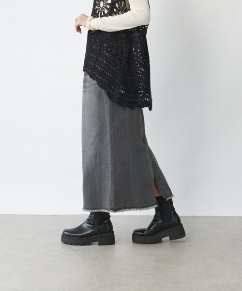 un dix cors（アンディコール）の「《低身長サイズ追加・オールシーズン着まわせる》デニムタイトスカート（デニムスカート・レディース・サックスブルー/ブルー/グレー・FREE/S）」の9枚目の写真