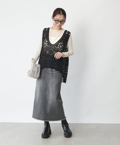 un dix cors（アンディコール）の「《低身長サイズ追加・オールシーズン着まわせる》デニムタイトスカート（デニムスカート・レディース・サックスブルー/ブルー/グレー・FREE/S）」の12枚目の写真