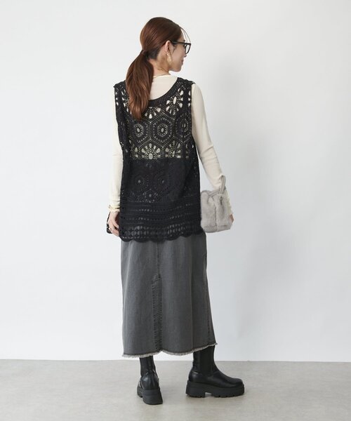 un dix cors（アンディコール）の「《低身長サイズ追加・オールシーズン着まわせる》デニムタイトスカート（デニムスカート・レディース・サックスブルー/ブルー/グレー・FREE/S）」の14枚目の写真