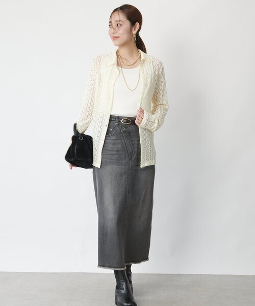 un dix cors（アンディコール）の「《低身長サイズ追加・オールシーズン着まわせる》デニムタイトスカート（デニムスカート・レディース・サックスブルー/ブルー/グレー・FREE/S）」の16枚目の写真