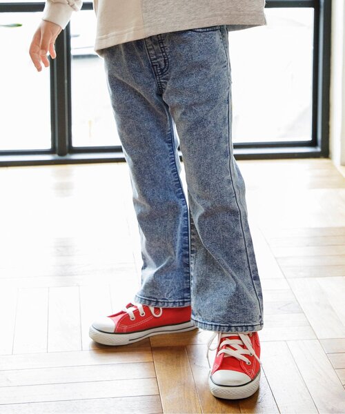 BREEZE（ブリーズ）の「【ジュニア対応】ケミカルブーツカットデニムパンツ（デニムパンツ・キッズ・ブラック/サックスブルー・80/90/100/110/120/130/150/140）」の2枚目の写真