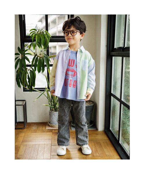 BREEZE（ブリーズ）の「【ジュニア対応】ケミカルブーツカットデニムパンツ（デニムパンツ・キッズ・ブラック/サックスブルー・80/90/100/110/120/130/150/140）」の5枚目の写真