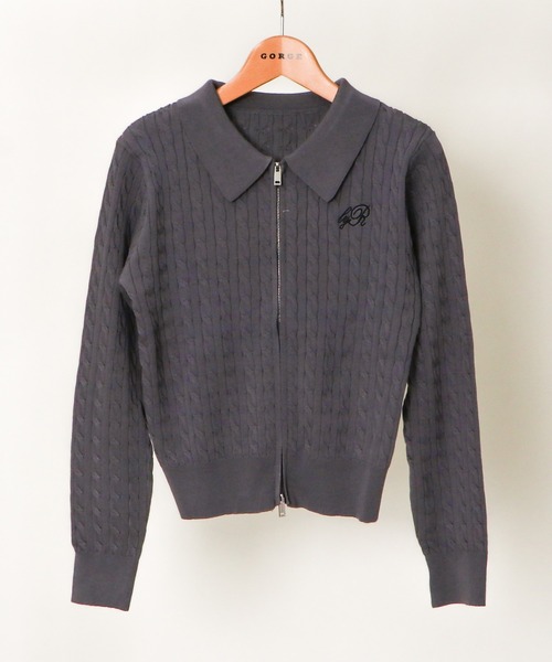 GORGE(ゴージ)の「《ケーブル編み×ジップアップ》レディース ニット カーディガン風トップス 羽織り 春秋冬(カーディガン/ボレロ・レディース・オフホワイト/その他/チャコール/ボルドー/ピンク/ライトブルー/ブラウン/ブルー/ブラック・F)」の3枚目の写真