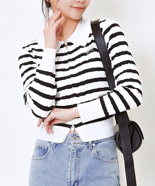 GORGE(ゴージ)の「《ケーブル編み×ジップアップ》レディース ニット カーディガン風トップス 羽織り 春秋冬(カーディガン/ボレロ・レディース・オフホワイト/その他/チャコール/ボルドー/ピンク/ライトブルー/ブラウン/ブルー/ブラック・F)」の9枚目の写真