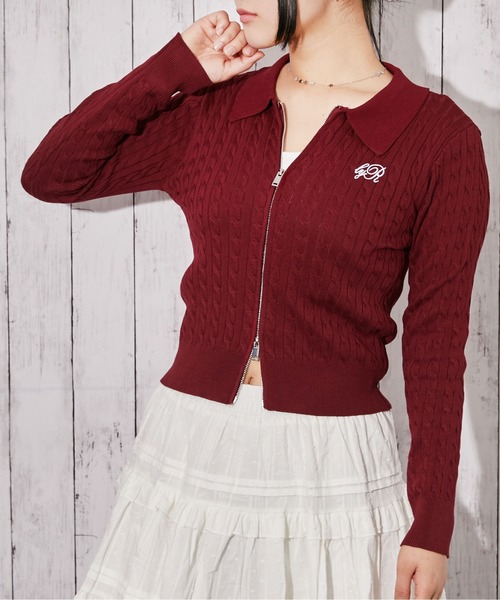 GORGE(ゴージ)の「《ケーブル編み×ジップアップ》レディース ニット カーディガン風トップス 羽織り 春秋冬(カーディガン/ボレロ・レディース・オフホワイト/その他/チャコール/ボルドー/ピンク/ライトブルー/ブラウン/ブルー/ブラック・F)」の8枚目の写真