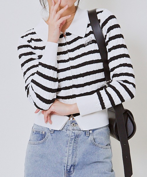 GORGE(ゴージ)の「《ケーブル編み×ジップアップ》レディース ニット カーディガン風トップス 羽織り 春秋冬(カーディガン/ボレロ・レディース・オフホワイト/その他/チャコール/ボルドー/ピンク/ライトブルー/ブラウン/ブルー/ブラック・F)」の14枚目の写真