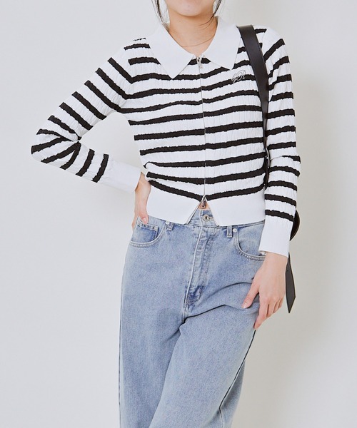 GORGE(ゴージ)の「《ケーブル編み×ジップアップ》レディース ニット カーディガン風トップス 羽織り 春秋冬(カーディガン/ボレロ・レディース・オフホワイト/その他/チャコール/ボルドー/ピンク/ライトブルー/ブラウン/ブルー/ブラック・F)」の15枚目の写真