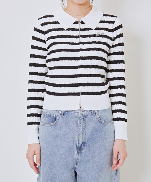 GORGE(ゴージ)の「《ケーブル編み×ジップアップ》レディース ニット カーディガン風トップス 羽織り 春秋冬(カーディガン/ボレロ・レディース・オフホワイト/その他/チャコール/ボルドー/ピンク/ライトブルー/ブラウン/ブルー/ブラック・F)」の16枚目の写真