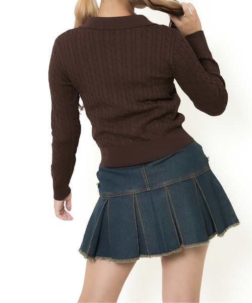 GORGE(ゴージ)の「《ケーブル編み×ジップアップ》レディース ニット カーディガン風トップス 羽織り 春秋冬(カーディガン/ボレロ・レディース・オフホワイト/その他/チャコール/ボルドー/ピンク/ライトブルー/ブラウン/ブルー/ブラック・F)」の22枚目の写真