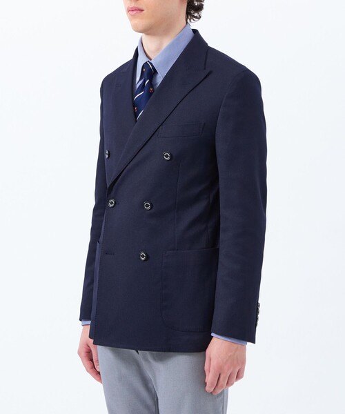 MACKINTOSH PHILOSOPHY(マッキントッシュ フィロソフィー)の「【WEB&一部店舗限定】トロッター ジャケット ダブルブレスト #000(ナンバーゼロ)バーズアイストレッチ リサイクル(テーラードジャケット・メンズ・ダークネイビー・38/40)」の4枚目の写真