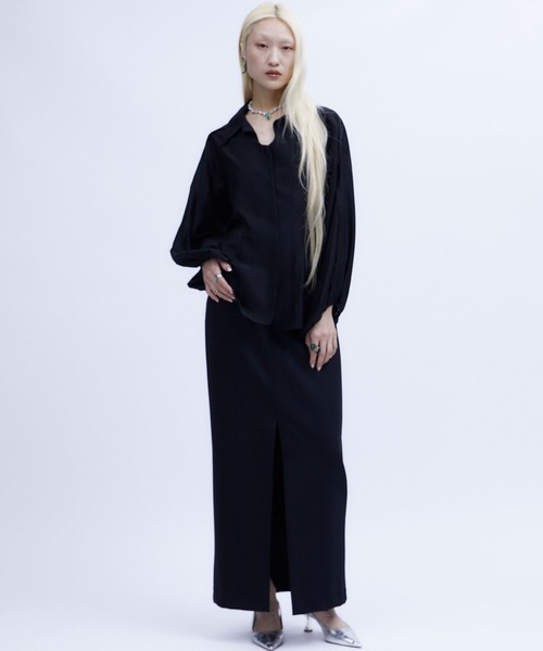 THINGS THAT MATTER（シングス ザット マター）の「SHEER VOLUME SLEEVE SHIRT / シアーボリュームスリーブシャツ（シャツ/ブラウス・レディース・ライム/ラベンダー/ブラック・FREE）」の7枚目の写真