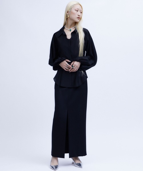 THINGS THAT MATTER（シングス ザット マター）の「SHEER VOLUME SLEEVE SHIRT / シアーボリュームスリーブシャツ（シャツ/ブラウス・レディース・ライム/ラベンダー/ブラック・FREE）」の8枚目の写真