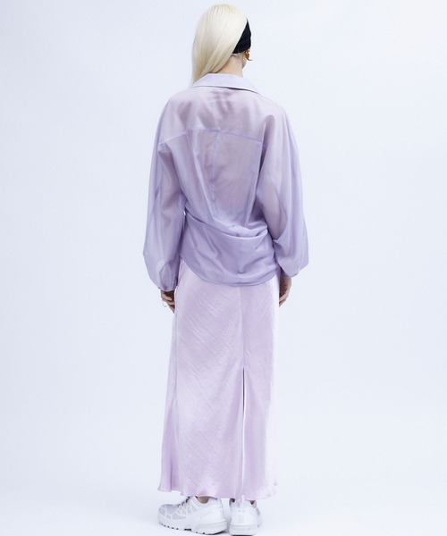 THINGS THAT MATTER（シングス ザット マター）の「SHEER VOLUME SLEEVE SHIRT / シアーボリュームスリーブシャツ（シャツ/ブラウス・レディース・ライム/ラベンダー/ブラック・FREE）」の4枚目の写真