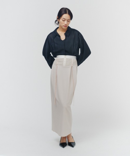 THINGS THAT MATTER（シングス ザット マター）の「SHEER VOLUME SLEEVE SHIRT / シアーボリュームスリーブシャツ（シャツ/ブラウス・レディース・ライム/ラベンダー/ブラック・FREE）」の8枚目の写真