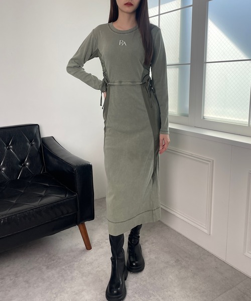 ROGER AND RAW（ロジャーアンドロウ）の「ナイロン切替ギャザーワンピース（ワンピース・レディース・グレー/カーキ/ブラック・FREE）」の17枚目の写真