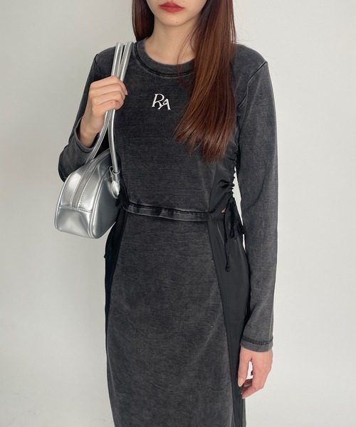 ROGER AND RAW（ロジャーアンドロウ）の「ナイロン切替ギャザーワンピース（ワンピース・レディース・グレー/カーキ/ブラック・FREE）」の8枚目の写真