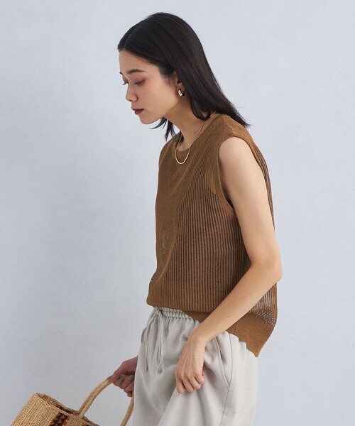 未使用級ꕥルルウィルビー バイカラーノースリーブニット プルオーバー 近年 上品 trim_ofnls_item3cc649265e8e11e