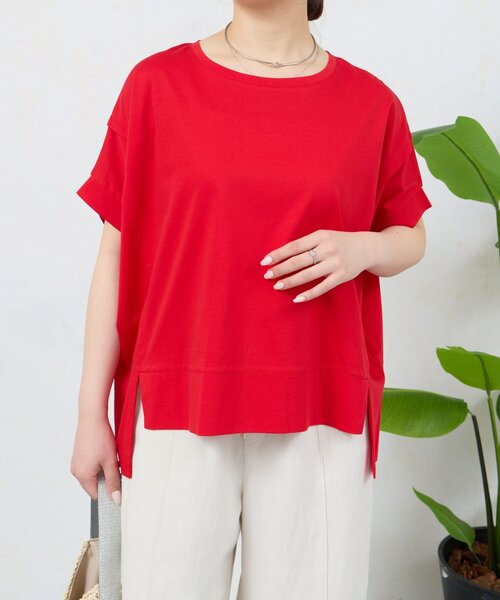 Jena espace merveilleux（ジェナ　エスパスメルヴェイユ）の「【累計7000枚突破/サラサラ快適】ビッグ変形Tシャツ（Tシャツ/カットソー・レディース・レッド/グリーン/ブラック/ブラック系その他/チャコールグレー/オフホワイト/バイオレット/ライトグレー/イエロー/ネイビー・FREE）」の19枚目の写真