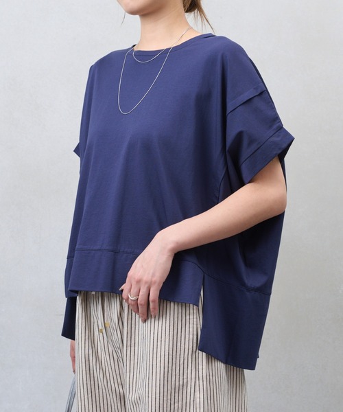 Jena espace merveilleux（ジェナ　エスパスメルヴェイユ）の「【累計7000枚突破/サラサラ快適】ビッグ変形Tシャツ（Tシャツ/カットソー・レディース・レッド/グリーン/ブラック/ブラック系その他/チャコールグレー/オフホワイト/バイオレット/ライトグレー/イエロー/ネイビー・FREE）」の7枚目の写真