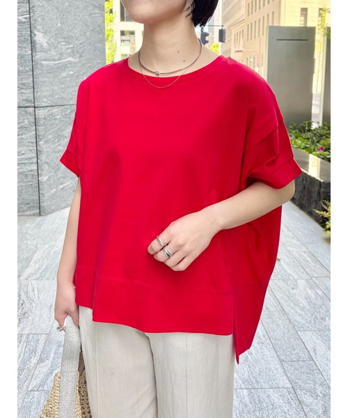 Jena espace merveilleux（ジェナ　エスパスメルヴェイユ）の「【累計7000枚突破/サラサラ快適】ビッグ変形Tシャツ（Tシャツ/カットソー・レディース・レッド/グリーン/ブラック/ブラック系その他/チャコールグレー/オフホワイト/バイオレット/ライトグレー/イエロー/ネイビー・FREE）」の10枚目の写真