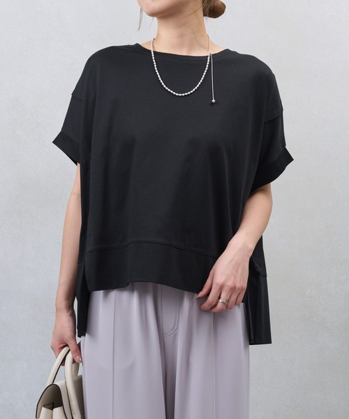 Jena espace merveilleux（ジェナ　エスパスメルヴェイユ）の「【累計7000枚突破/サラサラ快適】ビッグ変形Tシャツ（Tシャツ/カットソー・レディース・レッド/グリーン/ブラック/ブラック系その他/チャコールグレー/オフホワイト/バイオレット/ライトグレー/イエロー/ネイビー・FREE）」の19枚目の写真