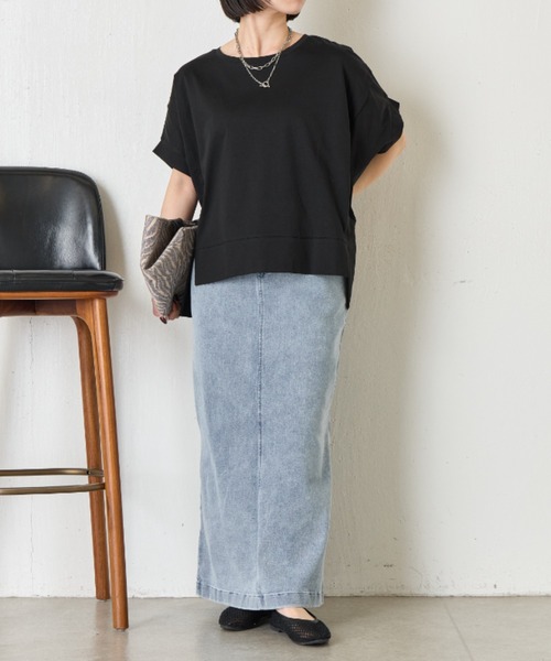 Jena espace merveilleux（ジェナ　エスパスメルヴェイユ）の「【累計7000枚突破/サラサラ快適】ビッグ変形Tシャツ（Tシャツ/カットソー・レディース・レッド/グリーン/ブラック/ブラック系その他/チャコールグレー/オフホワイト/バイオレット/ライトグレー/イエロー/ネイビー・FREE）」の20枚目の写真