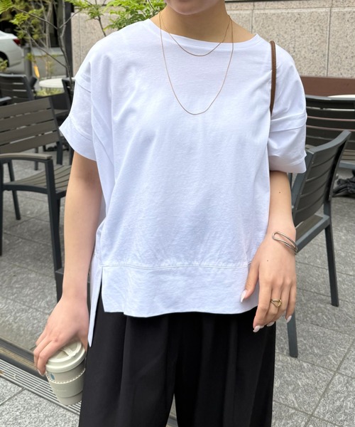 Jena espace merveilleux（ジェナ　エスパスメルヴェイユ）の「【累計7000枚突破/サラサラ快適】ビッグ変形Tシャツ（Tシャツ/カットソー・レディース・レッド/グリーン/ブラック/ブラック系その他/チャコールグレー/オフホワイト/バイオレット/ライトグレー/イエロー/ネイビー・FREE）」の15枚目の写真