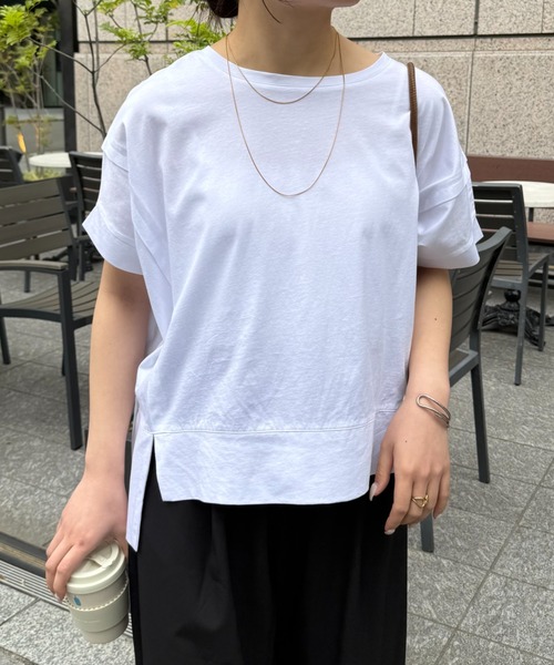 Jena espace merveilleux（ジェナ　エスパスメルヴェイユ）の「【累計7000枚突破/サラサラ快適】ビッグ変形Tシャツ（Tシャツ/カットソー・レディース・レッド/グリーン/ブラック/ブラック系その他/チャコールグレー/オフホワイト/バイオレット/ライトグレー/イエロー/ネイビー・FREE）」の16枚目の写真