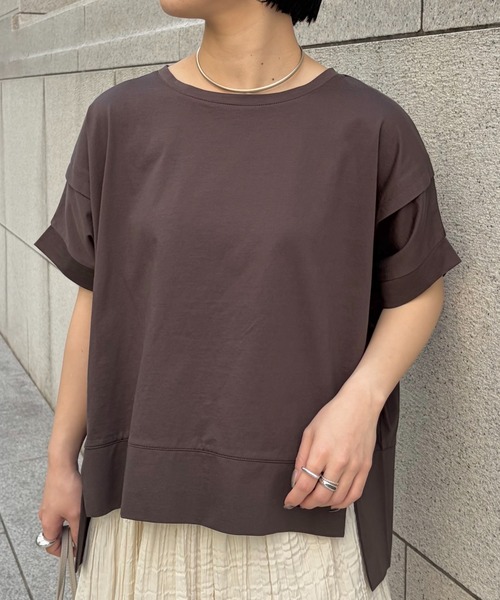 Jena espace merveilleux（ジェナ　エスパスメルヴェイユ）の「【累計7000枚突破/サラサラ快適】ビッグ変形Tシャツ（Tシャツ/カットソー・レディース・レッド/グリーン/ブラック/ブラック系その他/チャコールグレー/オフホワイト/バイオレット/ライトグレー/イエロー/ネイビー・FREE）」の18枚目の写真