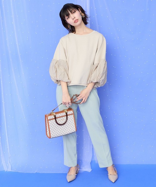 JETSET SOLO PLUS (ジェットセットソロプラス)の「【JETSET SOLO PLUS】カットジョーゼットテーパードパンツ(スラックス・レディース・ライトグレー/ネイビー/オリーブ・FREE)」の9枚目の写真