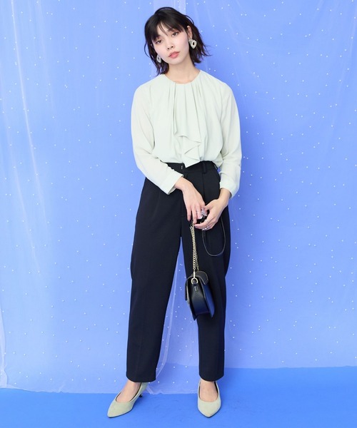 JETSET SOLO PLUS (ジェットセットソロプラス)の「【JETSET SOLO PLUS】カットジョーゼットテーパードパンツ(スラックス・レディース・ライトグレー/ネイビー/オリーブ・FREE)」の13枚目の写真